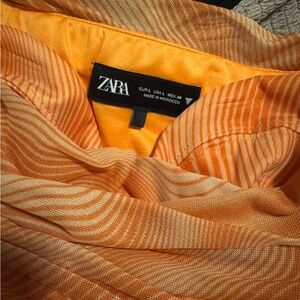 Zara Orange Strapless Dress